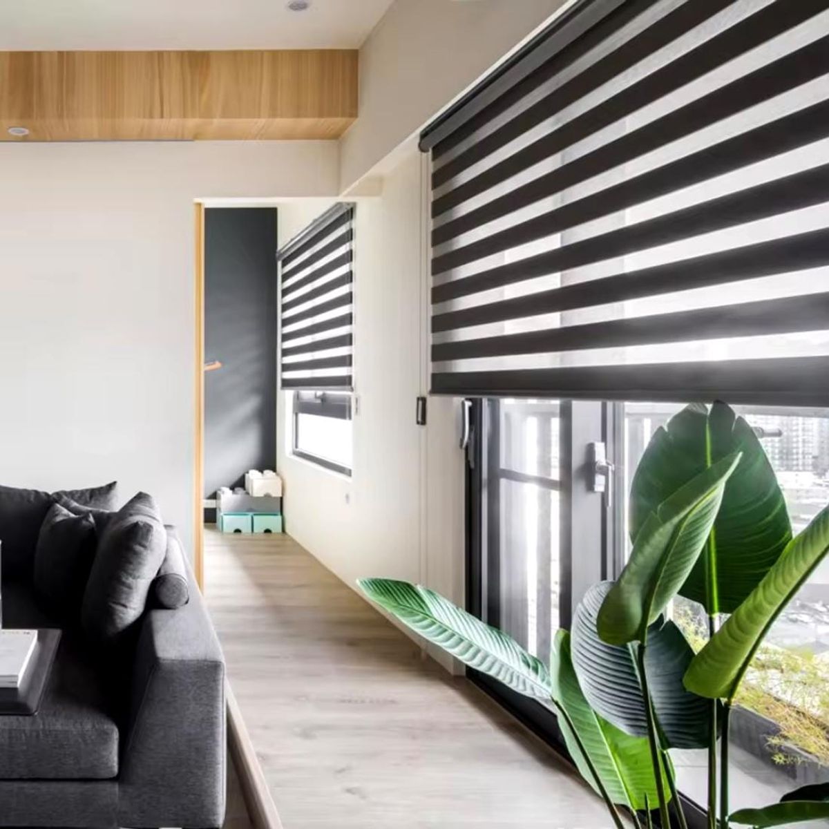 GENERICO - Cortina Persiana Roller Zebra Negra 80x200