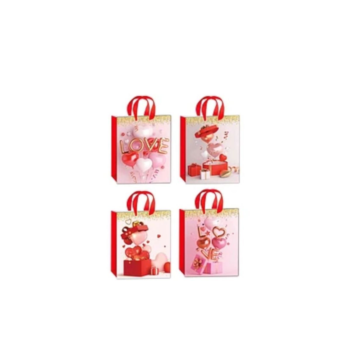 GENERICO - Bolsa De Regalo Corazones 17x23x8cm Diseño Aleatorio