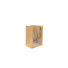 GENERICO - Bolsa De Regalo Papel Kraft Con Ventana 35x25x18cm