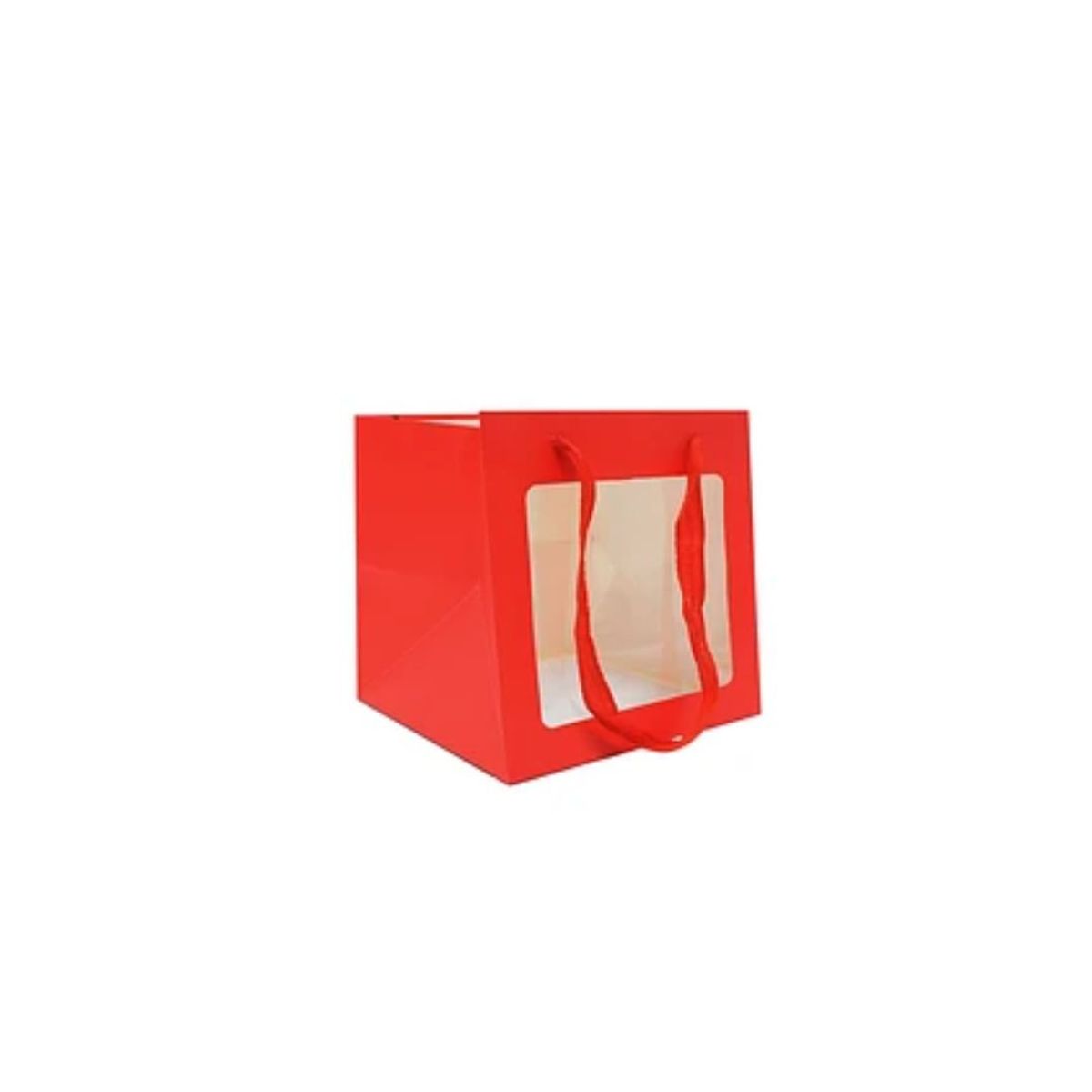 GENERICO - Bolsa De Regalo Con Ventana 20x20x20cm Rojo