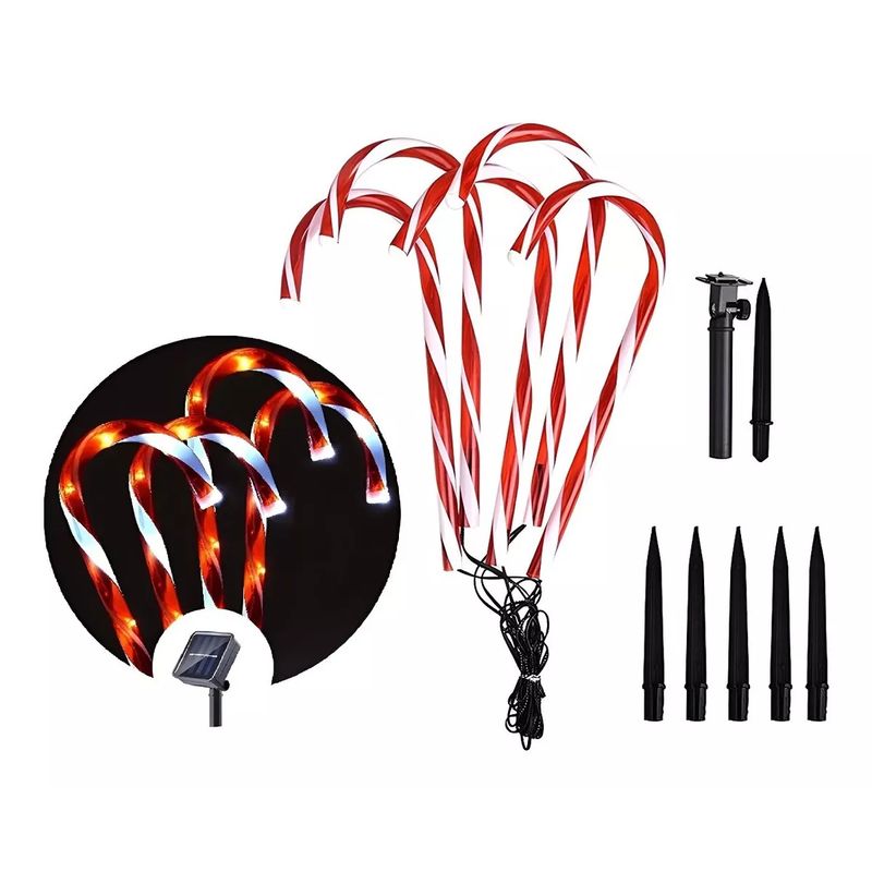 GENERICO - X5 Estaca Luces Hada Baston Luces Jardin Guirnaldas Solares