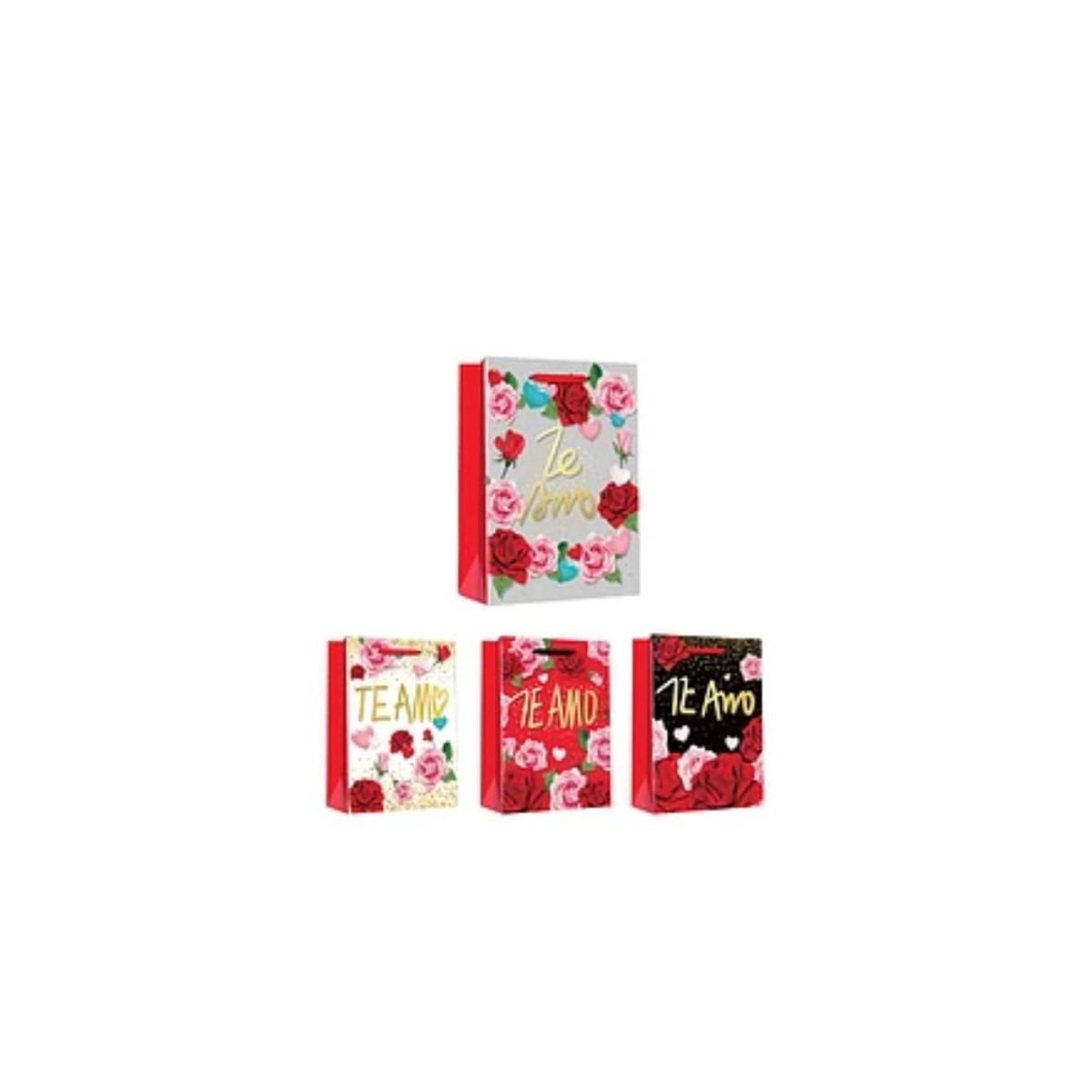 GENERICO - Bolsa De Regalo Rosas Te Amo 39x30x12cm Diseño Aleatorio