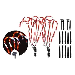 GENERICO - Set 10 Estaca Baston Luces Solares Baston Decoracion Navidad