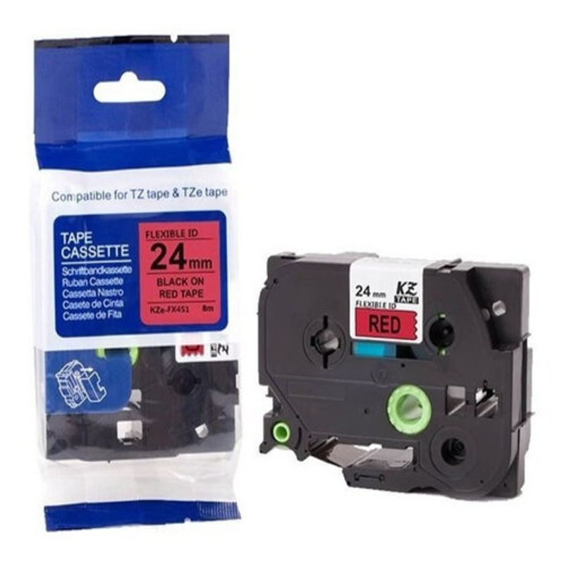 BROTHER - Cinta Brother Flexible Negro Sobre Rojo 24mmx8mts Tzefx451