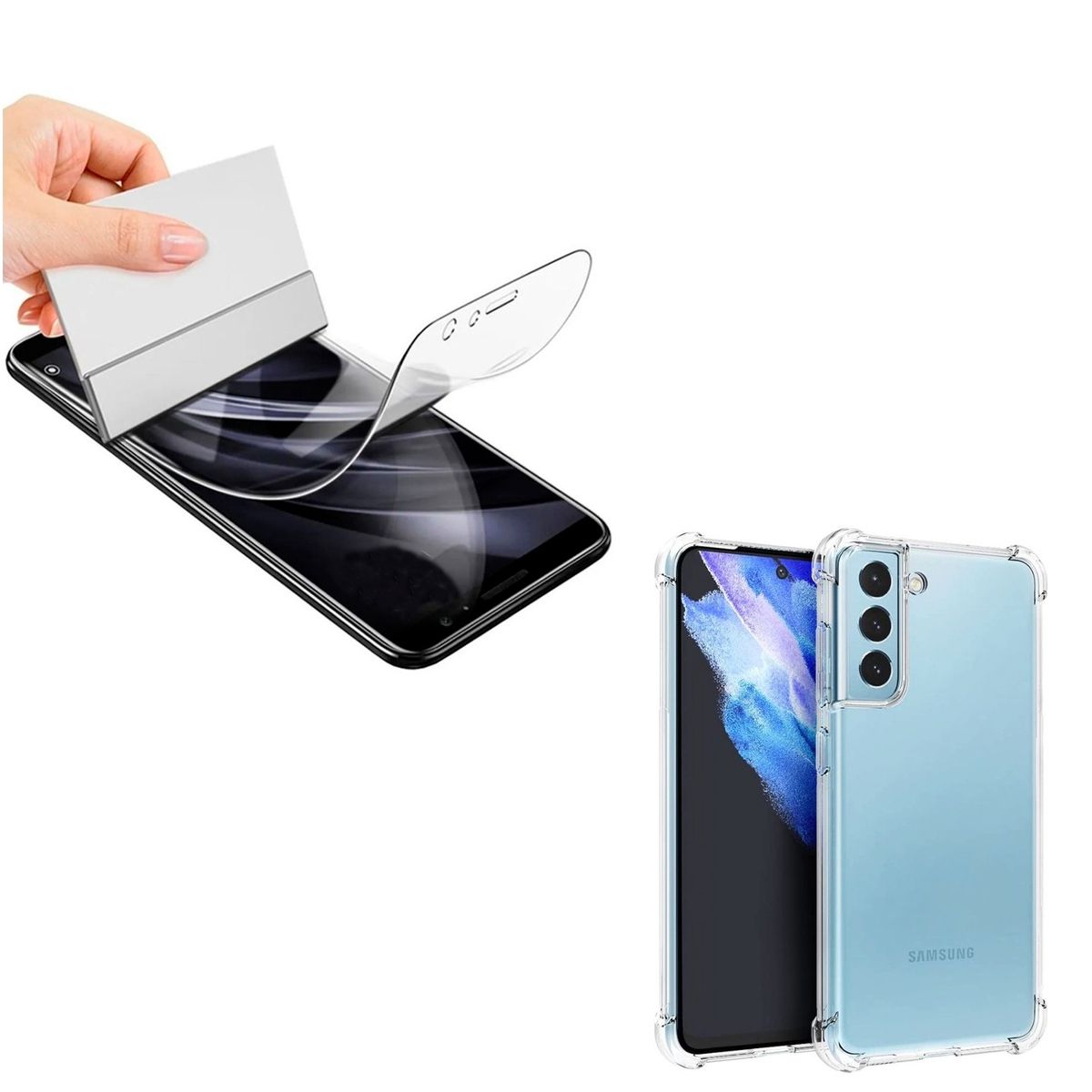 JOIGO - Carcasa Para Samsung S21 Plus Transparente Reforzada + Lamina Hidrogel