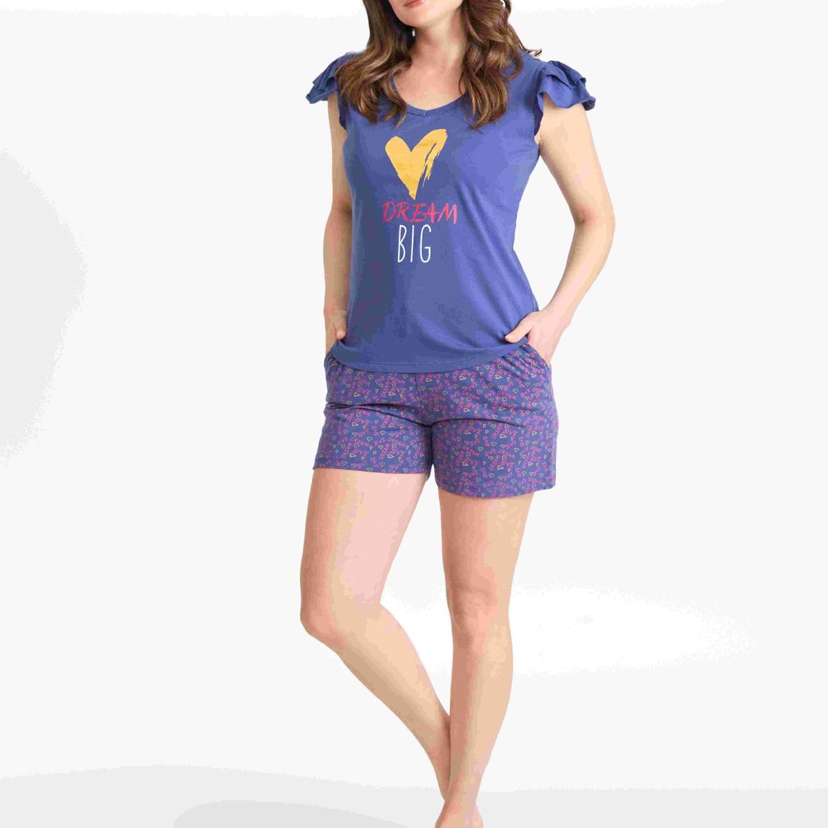 BECKIL - BECKIL COD 1775 PIJAMA SHORT ALGODON JERSEY ESTAMPADO CORAZON