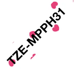 BROTHER - Cinta Tzempph31 Negro Sobre Corazón Deco 12mm X 4mts