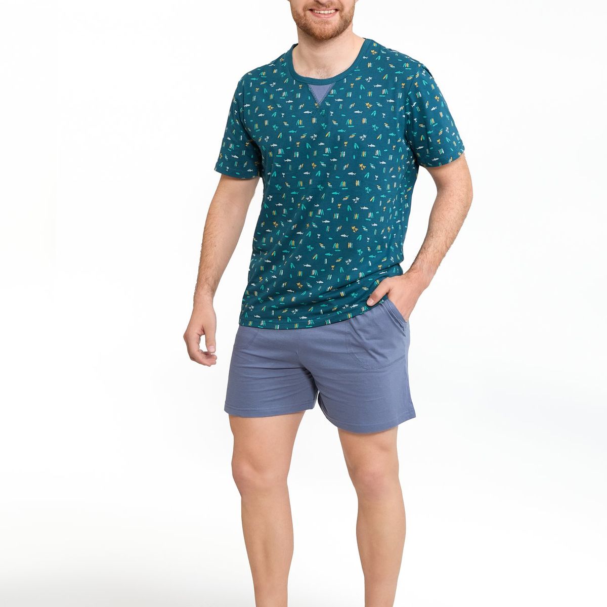 BECKIL - BECKIL COD 3134 PIJAMA SHORT ALGODON JERSEY POLERA ESTAMPADA