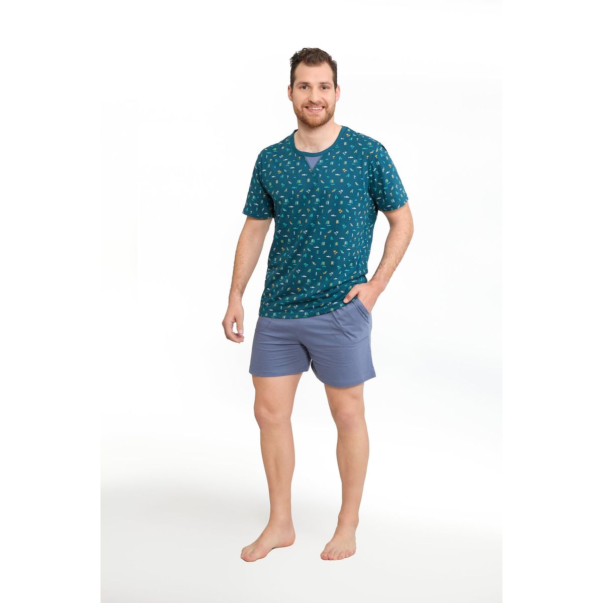 BECKIL - BECKIL COD 3134 PIJAMA SHORT ALGODON JERSEY POLERA ESTAMPADA