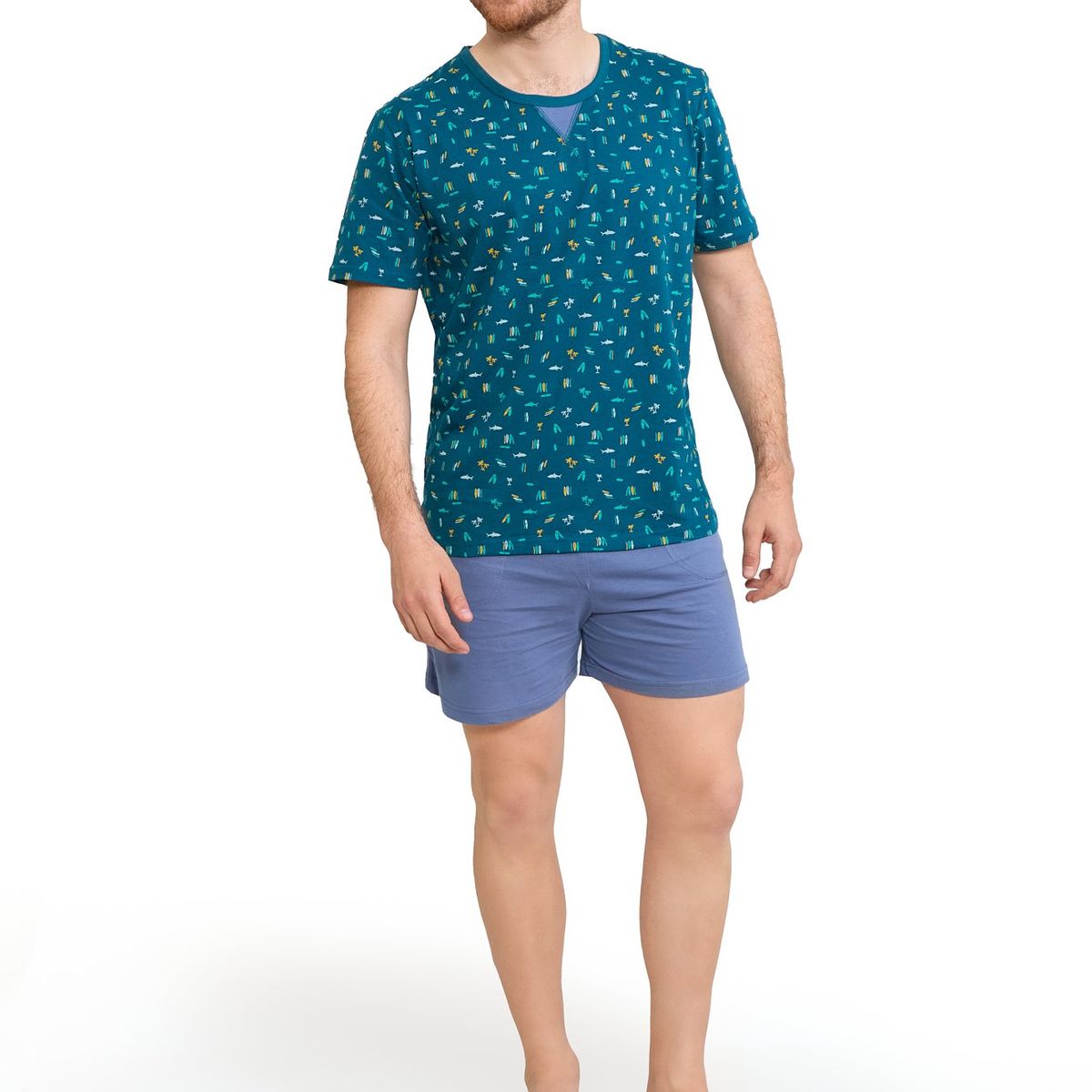 BECKIL - BECKIL COD 3134 PIJAMA SHORT ALGODON JERSEY POLERA ESTAMPADA