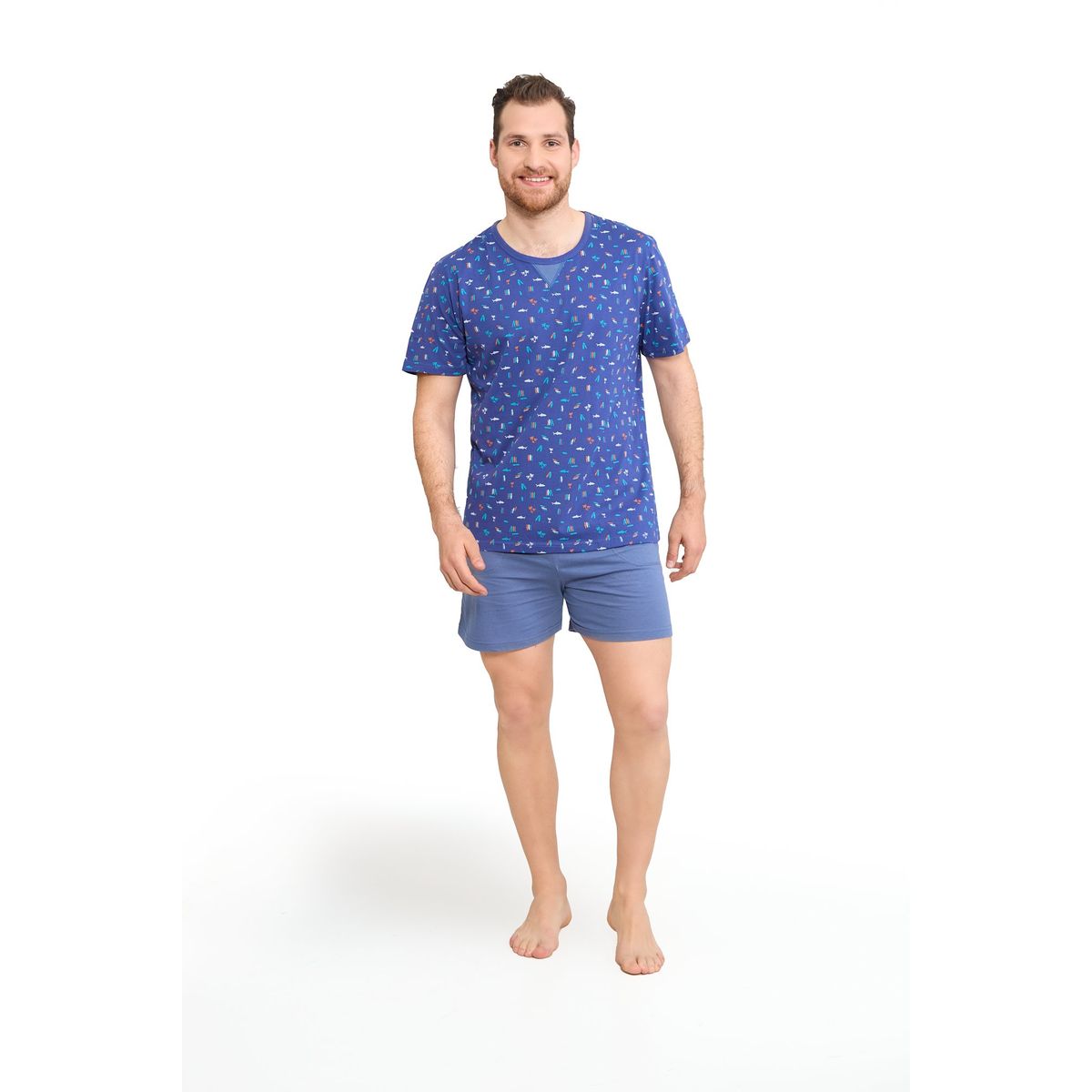 BECKIL - BECKIL COD 3134 PIJAMA SHORT ALGODON JERSEY POLERA ESTAMPADA