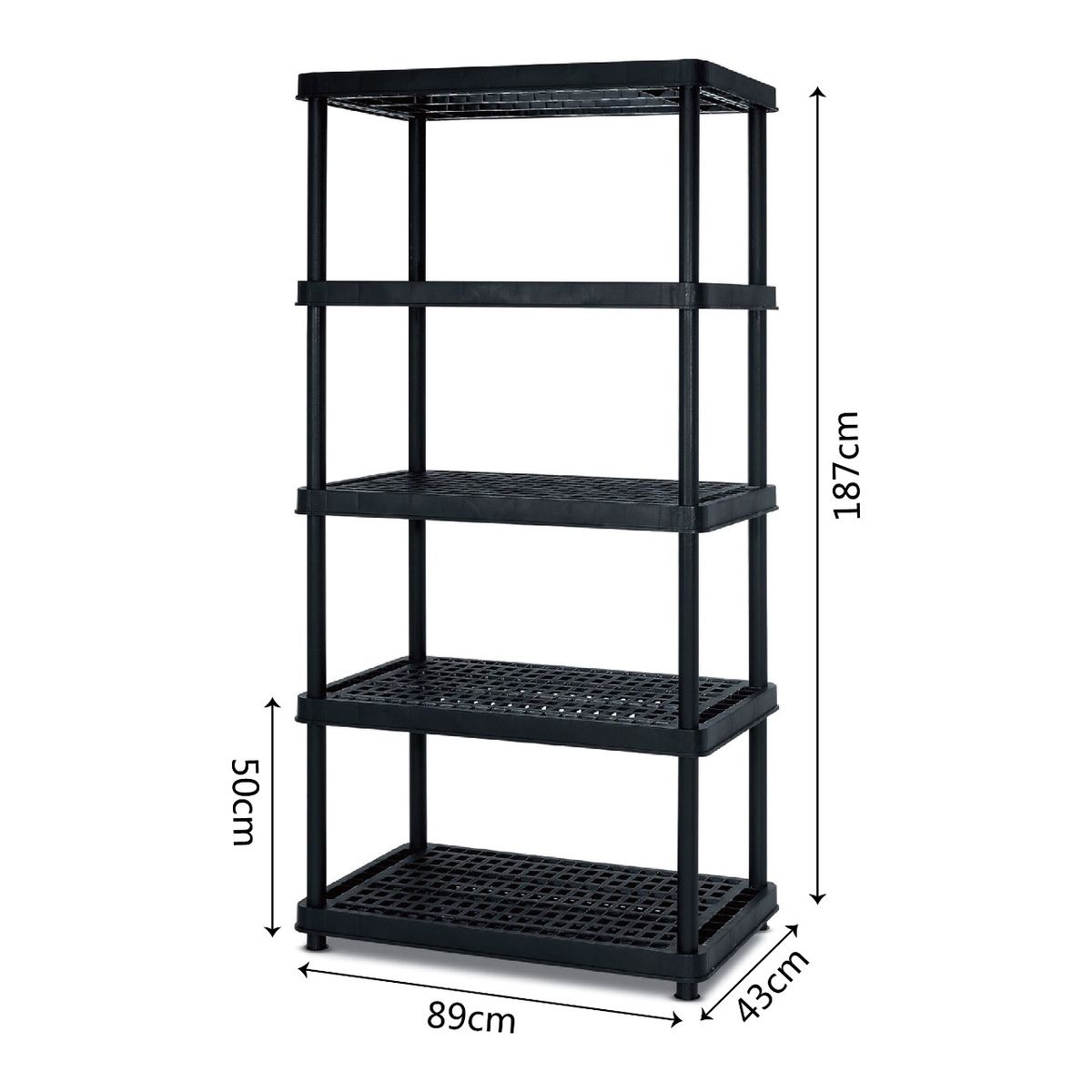 GENERICO - Estantería plastica 5 niveles 187x90x43 Cm