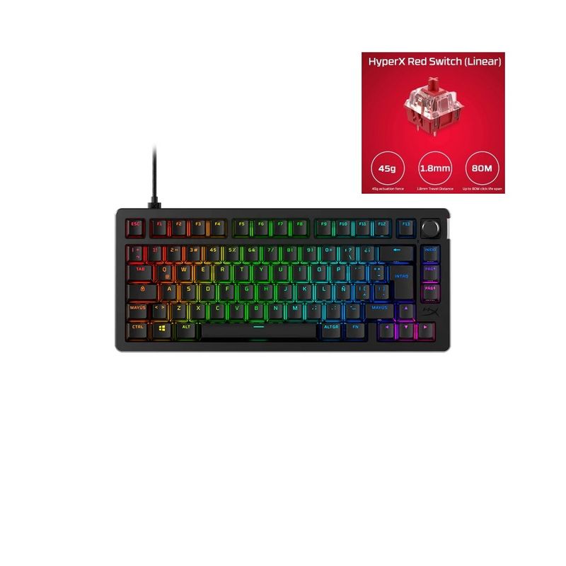 HYPERX - Teclado Mec Gaming Hyperx Alloy Rise 75 Sw Hyperx Red Lineal