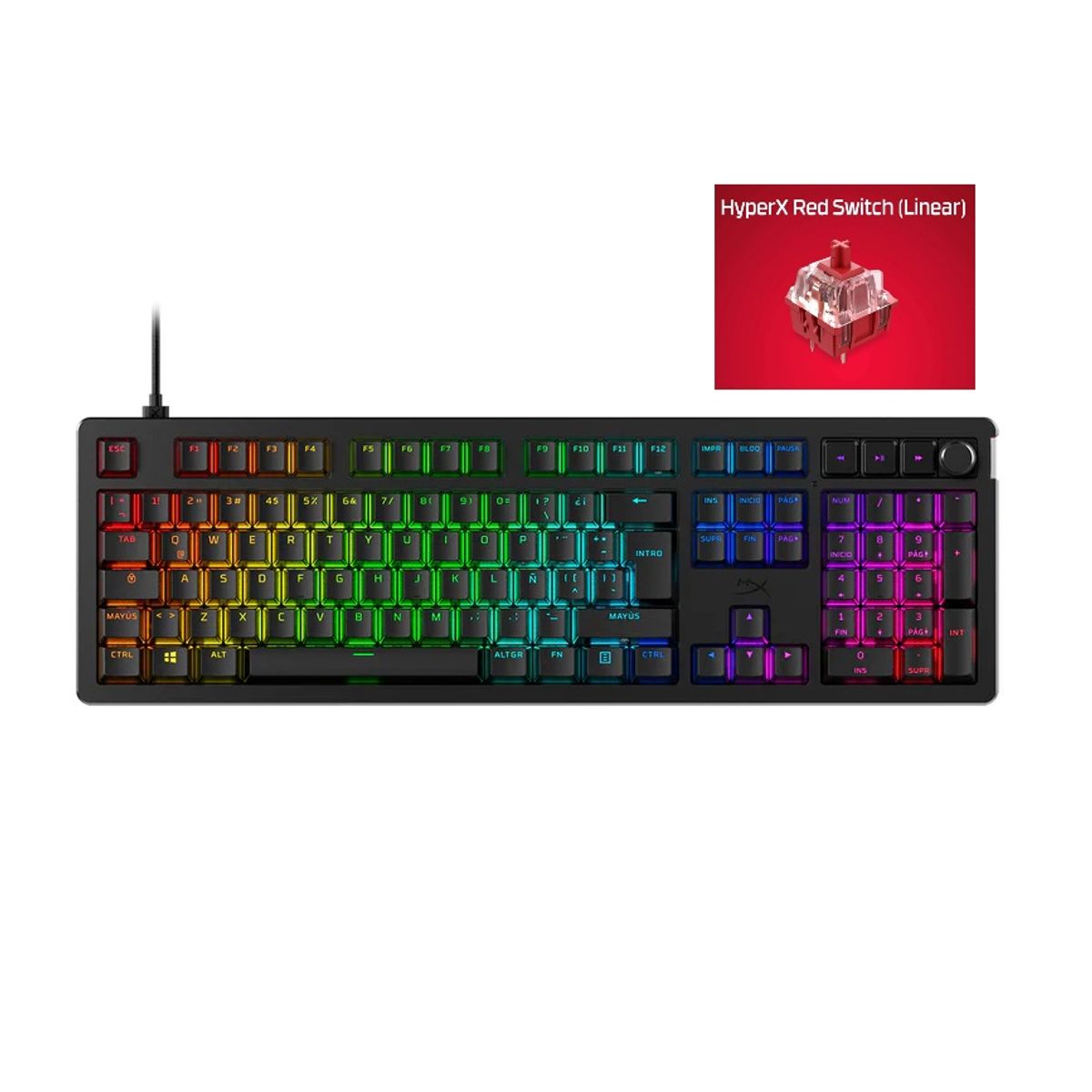 HYPERX - Teclado Mec Gaming Hyperx Alloy Rise Switch Red Lineal Usb-c