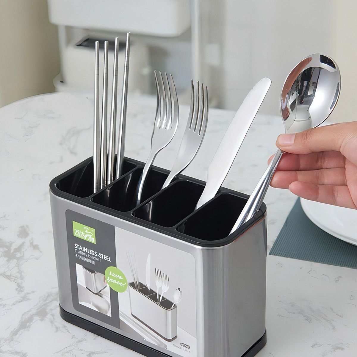GENERICO - Escurridor De Cubierto Utensilios Cocina Acero Inoxidable Plateado