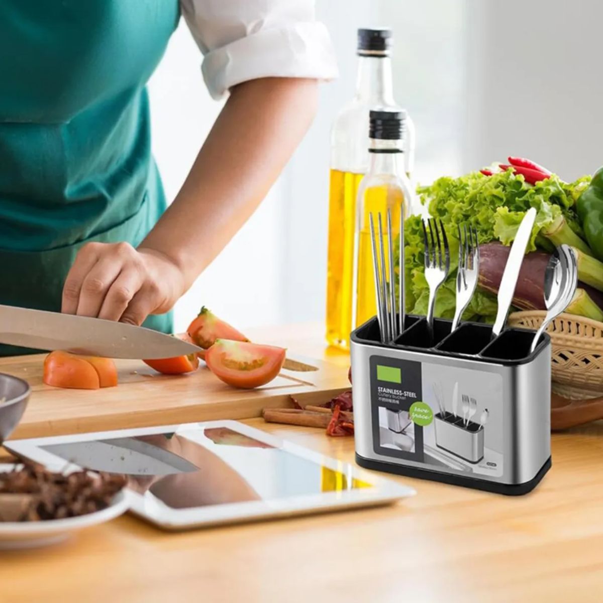 GENERICO - Escurridor De Cubierto Utensilios Cocina Acero Inoxidable Plateado