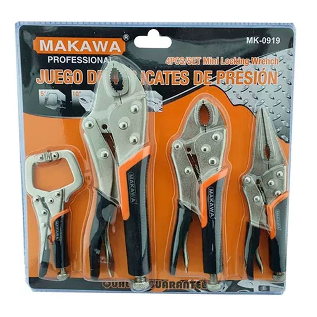 GENERICO - Set Kit De Alicate Tipo Caiman De Presion 4 Piezas Makawa