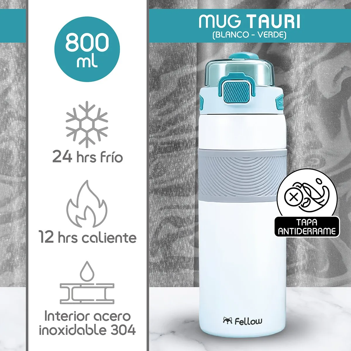 FELLOW - Termo Botella Termica Tauri By Fellow Mug Agua Cafe 800ML