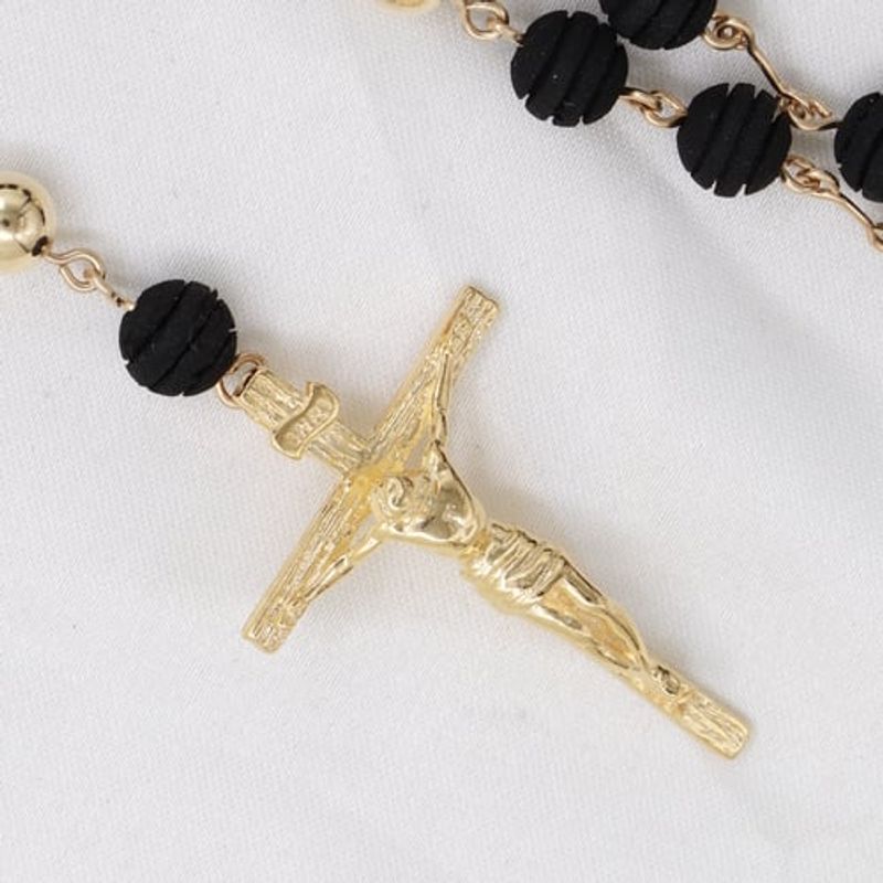 GENERICO - Rosario Negro Clásico Oro Laminado 18k