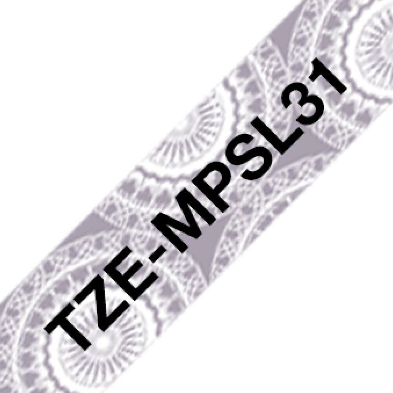 BROTHER - Cinta Brother Tzempsl31 Negro Sobre Platead Deco 12mm X 4mts