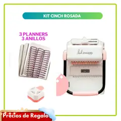 AMERICAN CRAFTS - Cinch ROSADA + 3 Planners + Perforadora de Esquina SK2