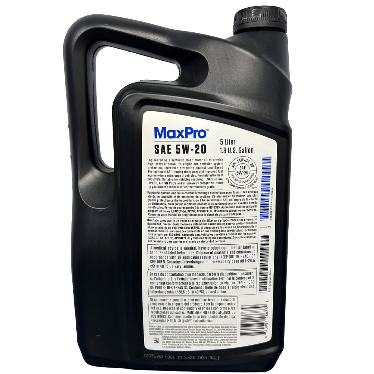 GENERICO - Aceite Para Motor Mopar Sintético 5w-20 X 5l
