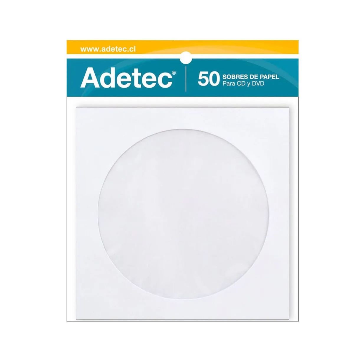 ADETEC - Sobre De Papel Para DVD-CD Pack 50 Sobres De Papel C/Ventana