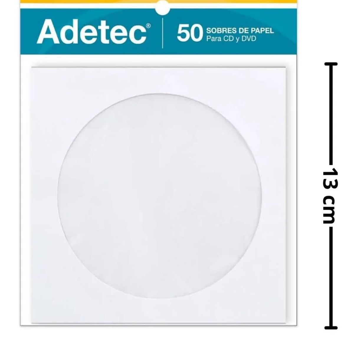 ADETEC - Sobre De Papel Para DVD-CD Pack 50 Sobres De Papel C/Ventana