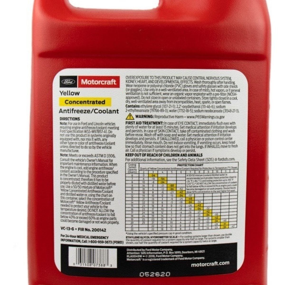 FORD - Refrigerante Coolant Vc13g Ford Motorcraft Amarillo 3,78 Lt