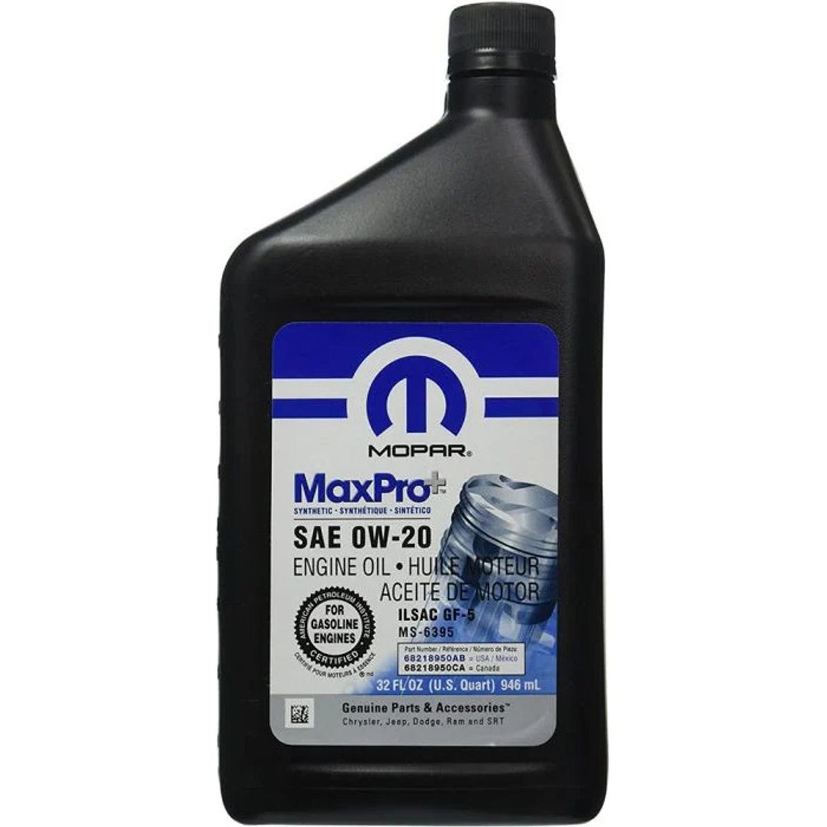 GENERICO - Aceite Motor 0w20 946 ML Mopar Dodge / Chrysler / Jeep