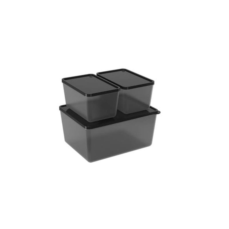 COZA - Set 3 Contenedores Con Tapa De Diferentes Capacidades Coza Negro