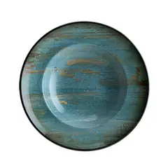 BONNA - Plato Porcelana Hondo 27 cm Madera Mint Set 6 pcs