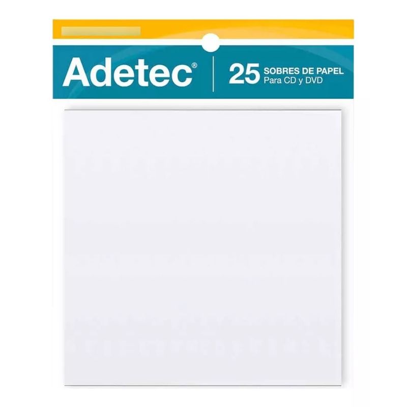 ADETEC - Sobre De Papel Para DVD-CD Pack 25 Sobres De Papel S/Ventana