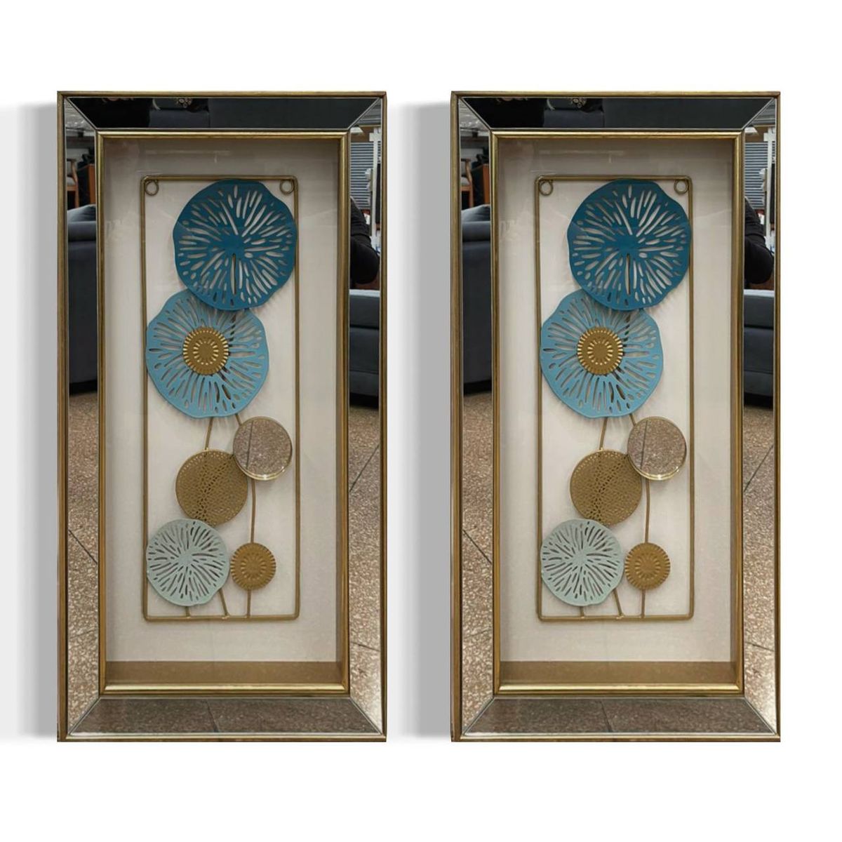 Cuadros Set Espejados Vidrio flores  metal, marca DEKAM DISEÑO - Foto Principal