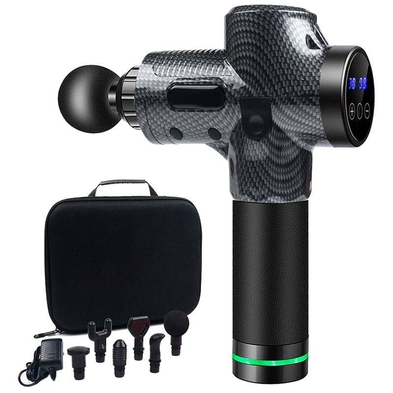 GENERICO - Masajeador Pistola 30 Niveles + Lcd + Cabezales Extra