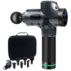 GENERICO - Masajeador Pistola 30 Niveles + Lcd + Cabezales Extra