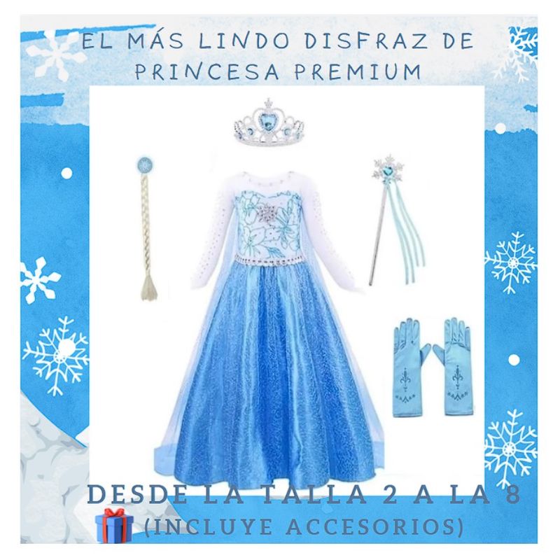 GENERICO - Disfraz Princesa Invierno Premium incluye accesorios T2
