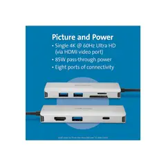 KENSINGTON - Dock Móvil USB-C sin Driver 8 en 1 UH1400P