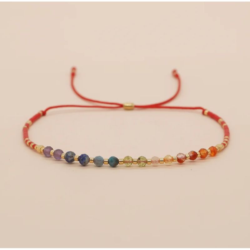 CORAZÓN DE ÁMBAR - Pulsera 7 chakras color rojo