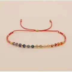CORAZÓN DE ÁMBAR - Pulsera 7 chakras color rojo