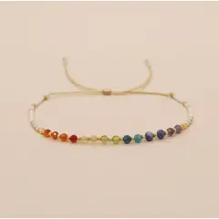 CORAZÓN DE ÁMBAR - Pulsera 7 chakras color crudo