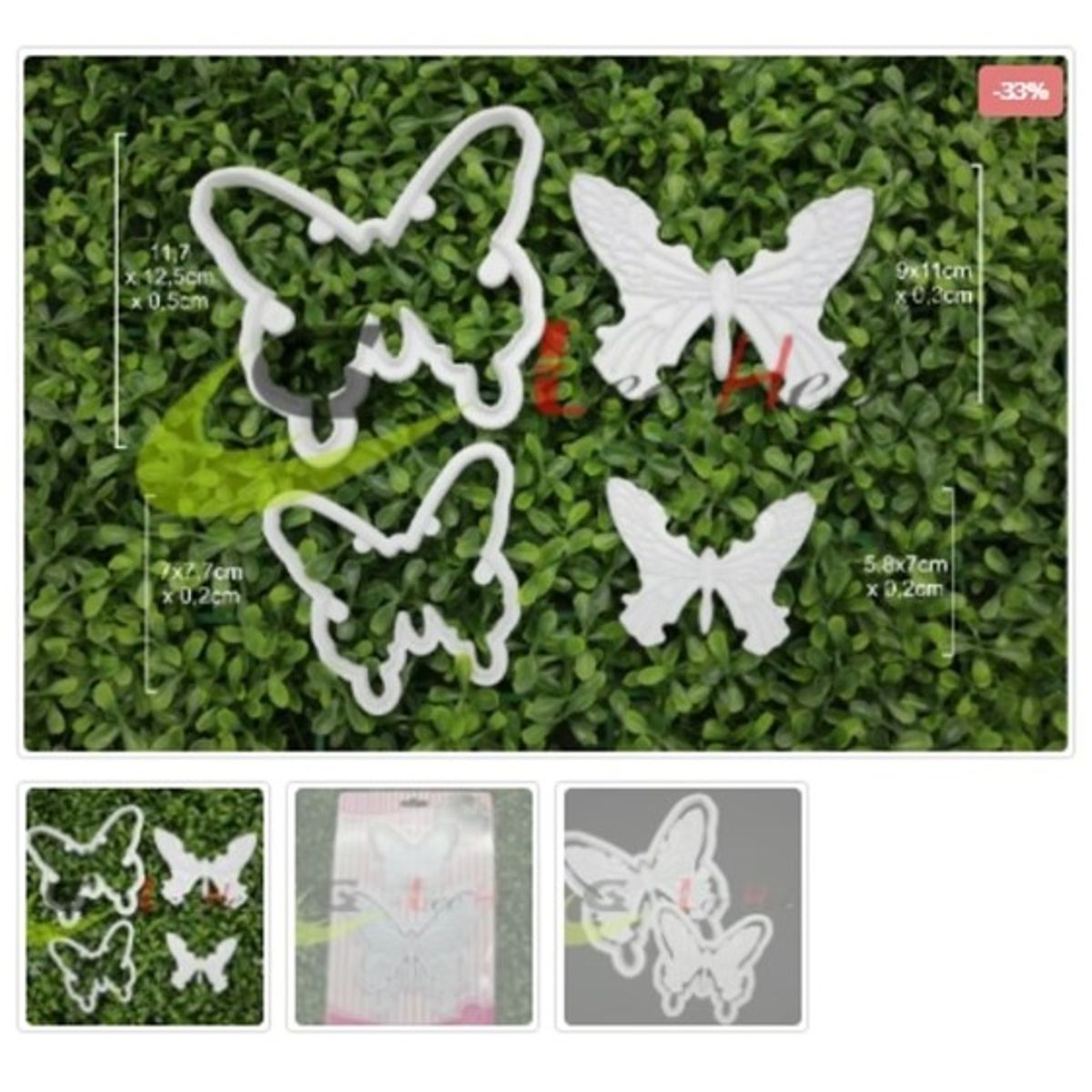 GENERICO - Cortador De Galletas Plastico Figura Mariposa 4 Piezas