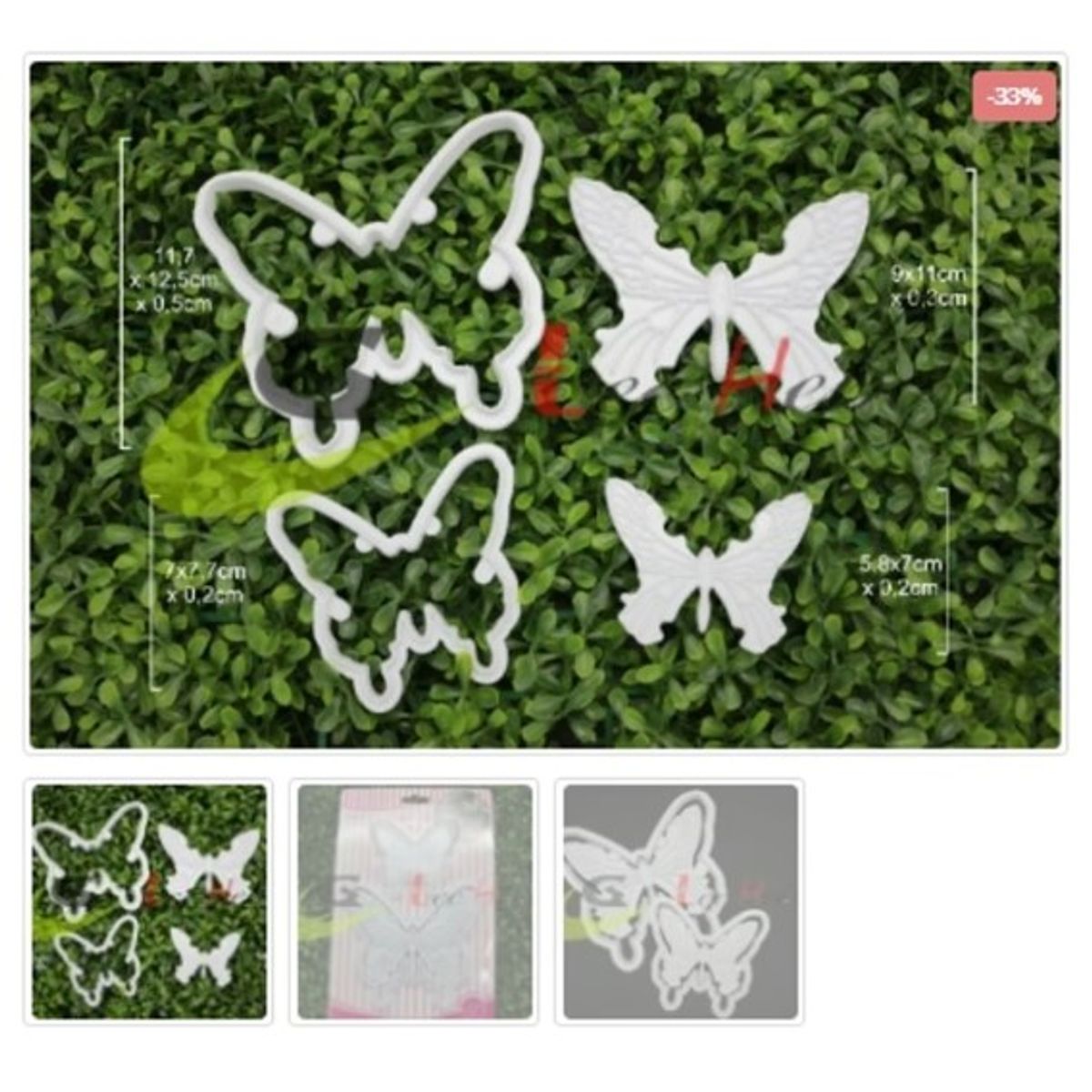 GENERICO - Cortador De Galletas Plastico Figura Mariposa 4 Piezas