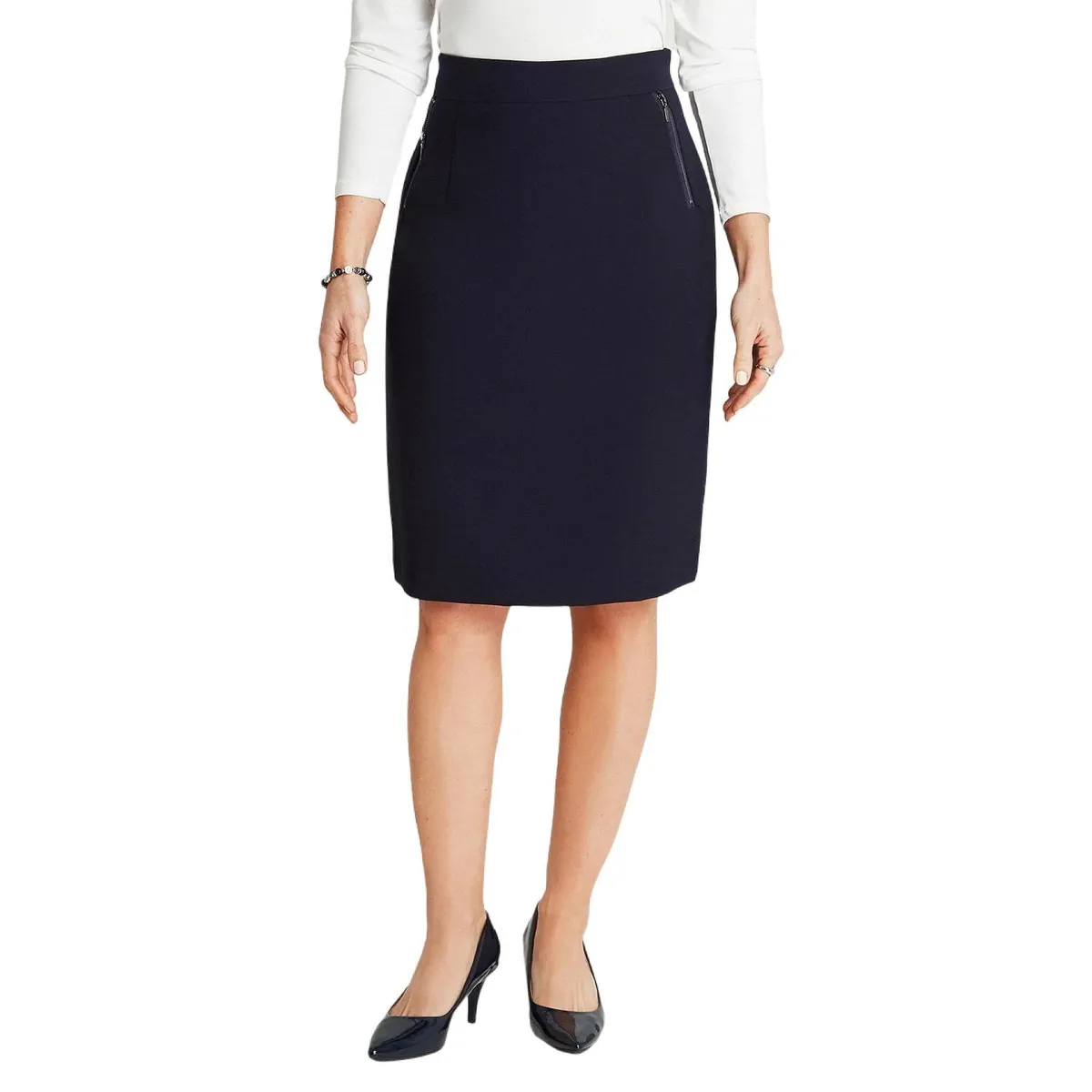 LORENZO DI PONTTI - Falda Recta Azul Con Detalle De Cierre En Bolsillos