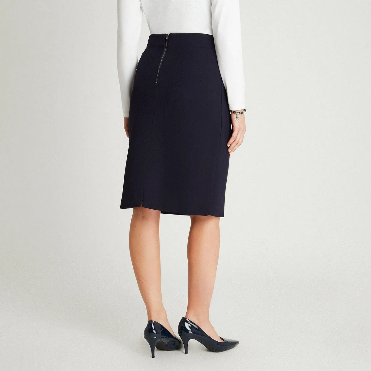 LORENZO DI PONTTI - Falda Recta Azul Con Detalle De Cierre En Bolsillos