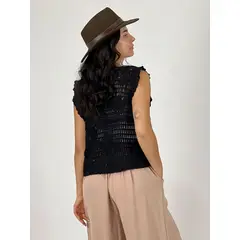 ENIGMATICA BOUTIQUE - Tejido Crochet Abotonado - Negro