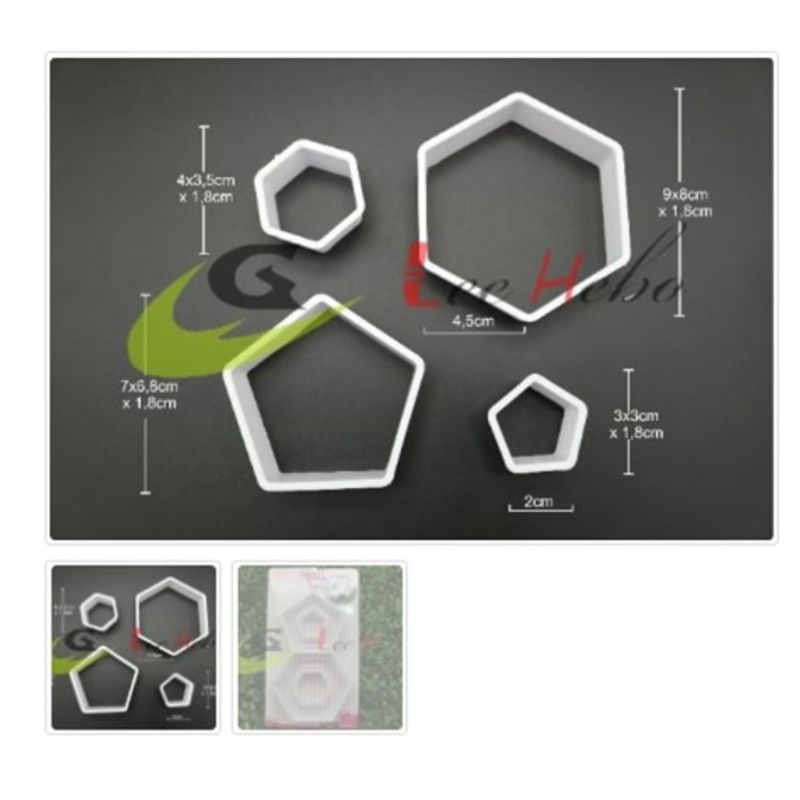 GENERICO - Cortador De Galletas Plastico Figura Pentagono 4 Piezas