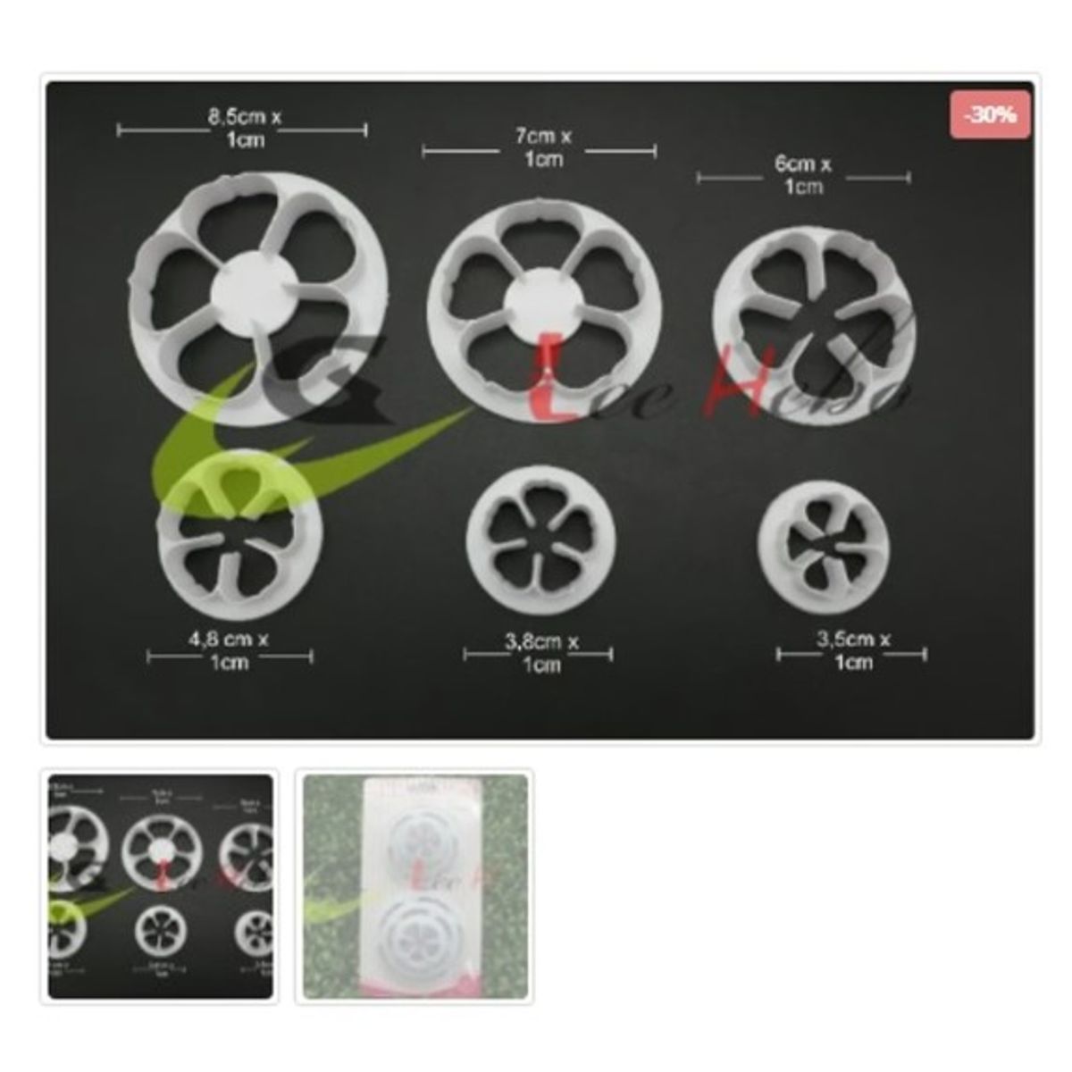 GENERICO - Cortador De Galletas Plastico Figura Rosa 6 Piezas