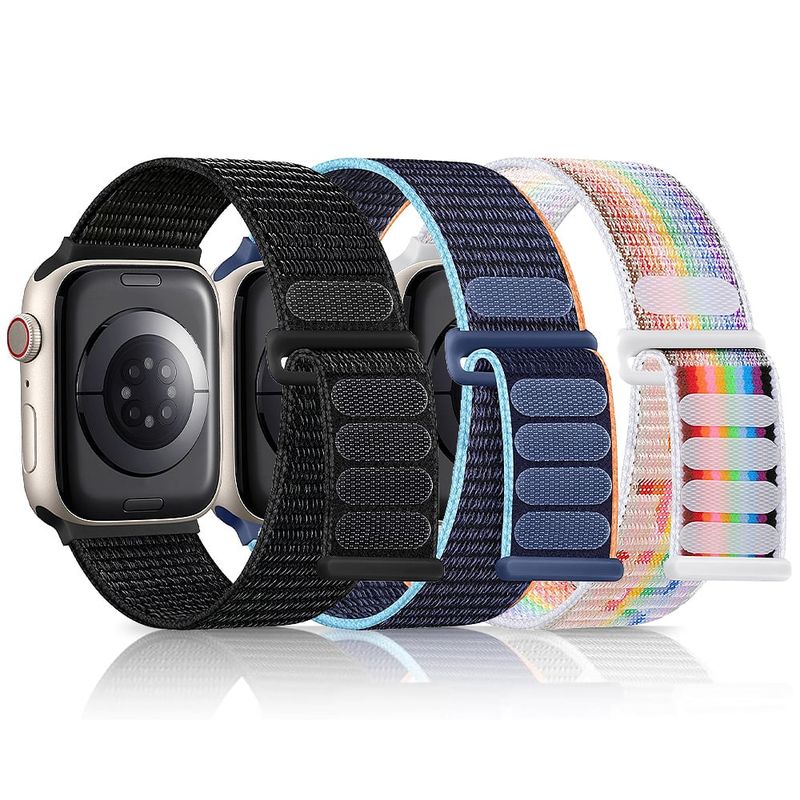 GENERICO - Pack 3 Correa deportiva de nailon transpirable Apple Watch 42/44/45mm