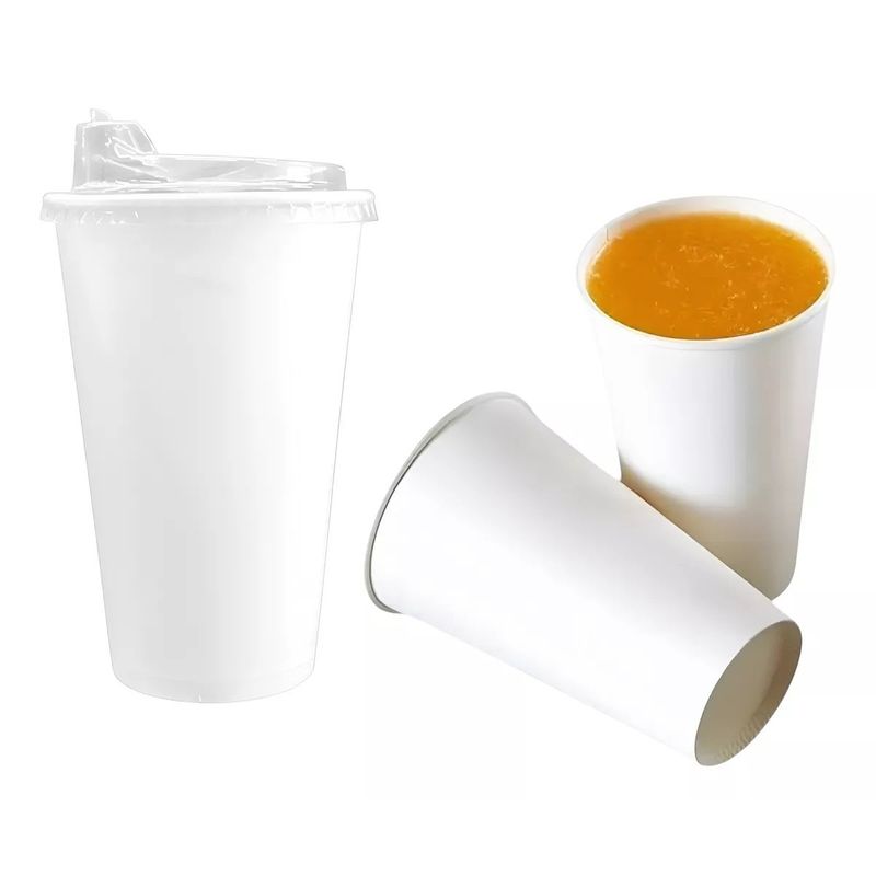 GENERICO - 200 Vasos Polipapel Vasos Plasticos Desechables C/tapa 20 Oz